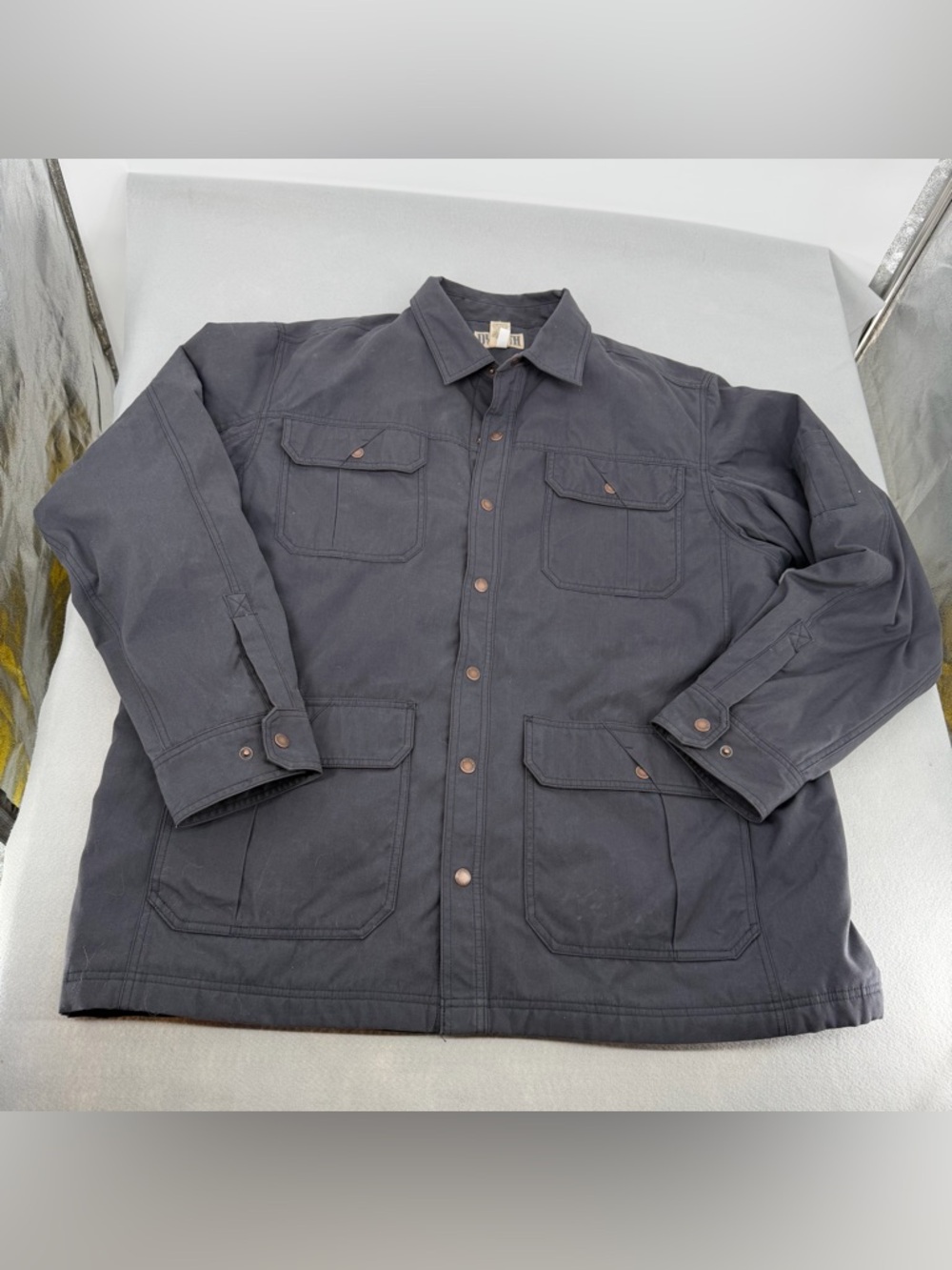 Duluth Trading Company Gray Flannel Lined Jacket 2XL